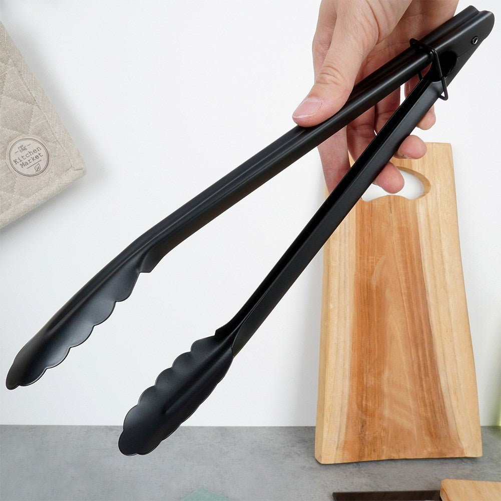 Kitchen tongs steel black 31 cm