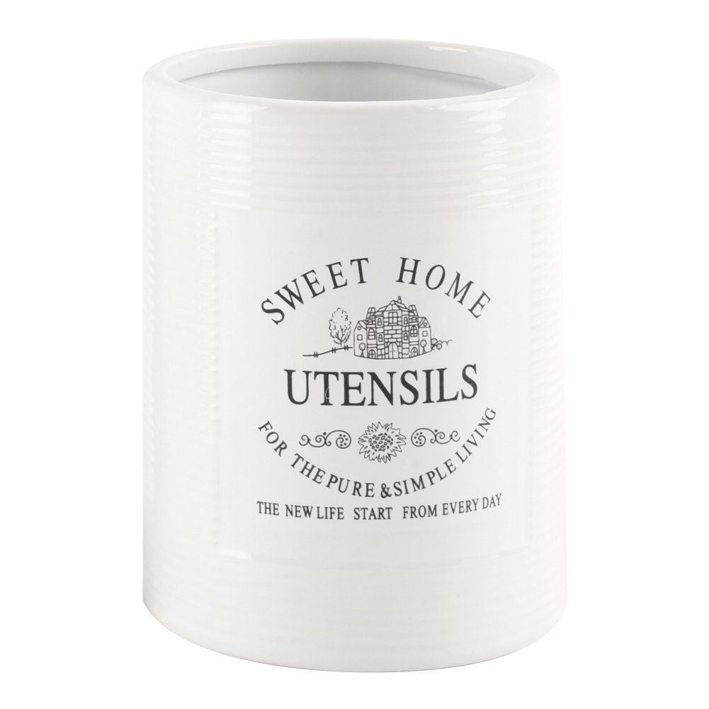Kitchen utensil stand ceramic white SWEET HOME