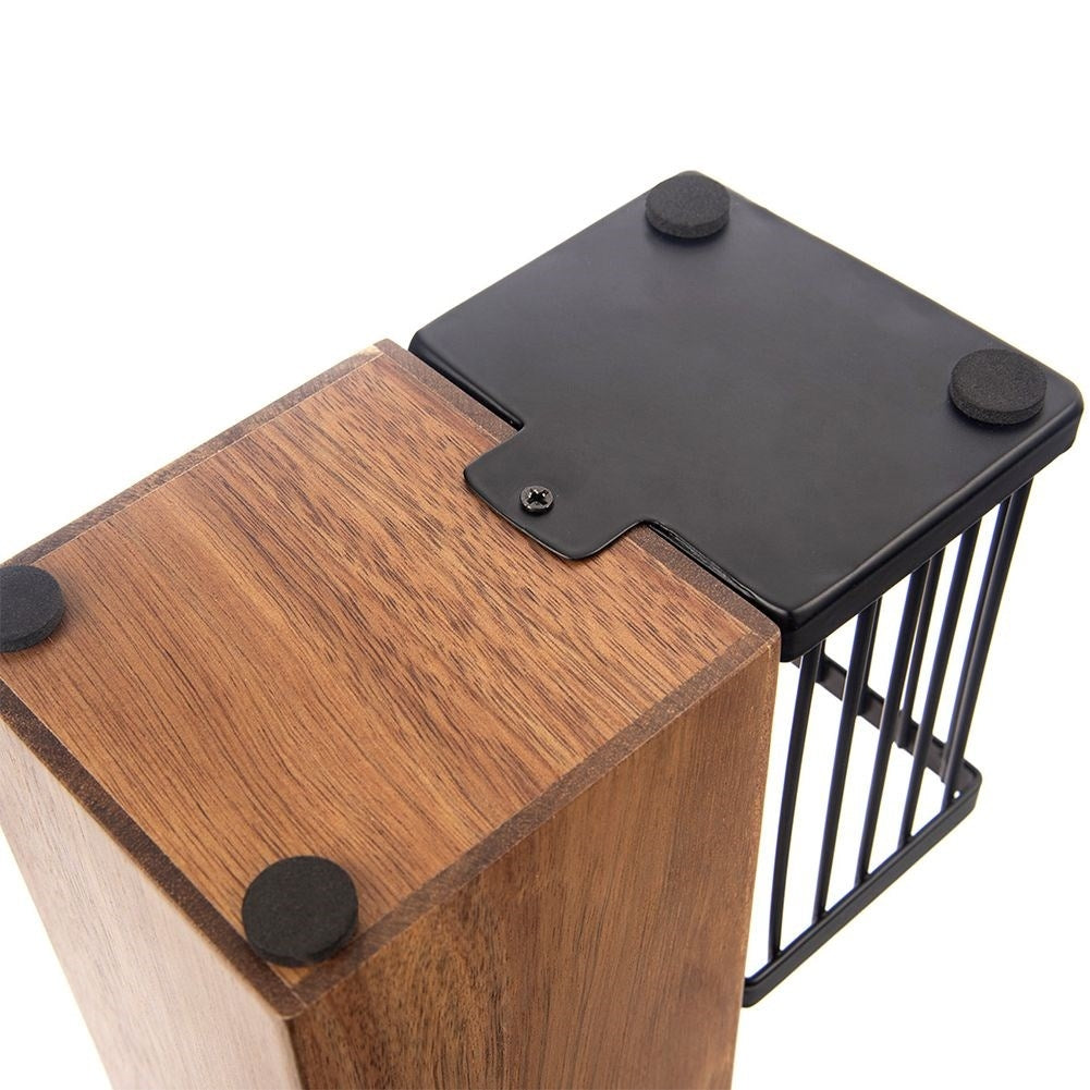 Knife rack in acacia wood with 5 stainless knives and non-slip grip