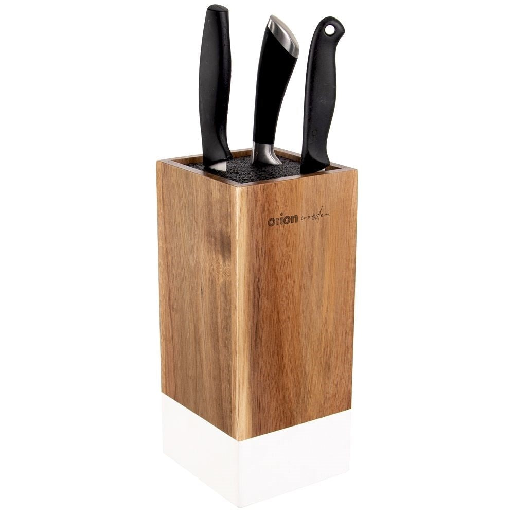 Knife rack in acacia wood with black brush for protection