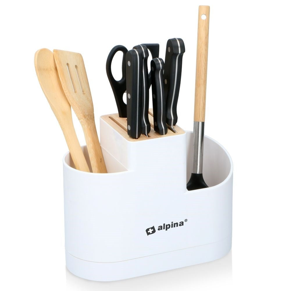 Knife rack with removable tray for easy cleaning