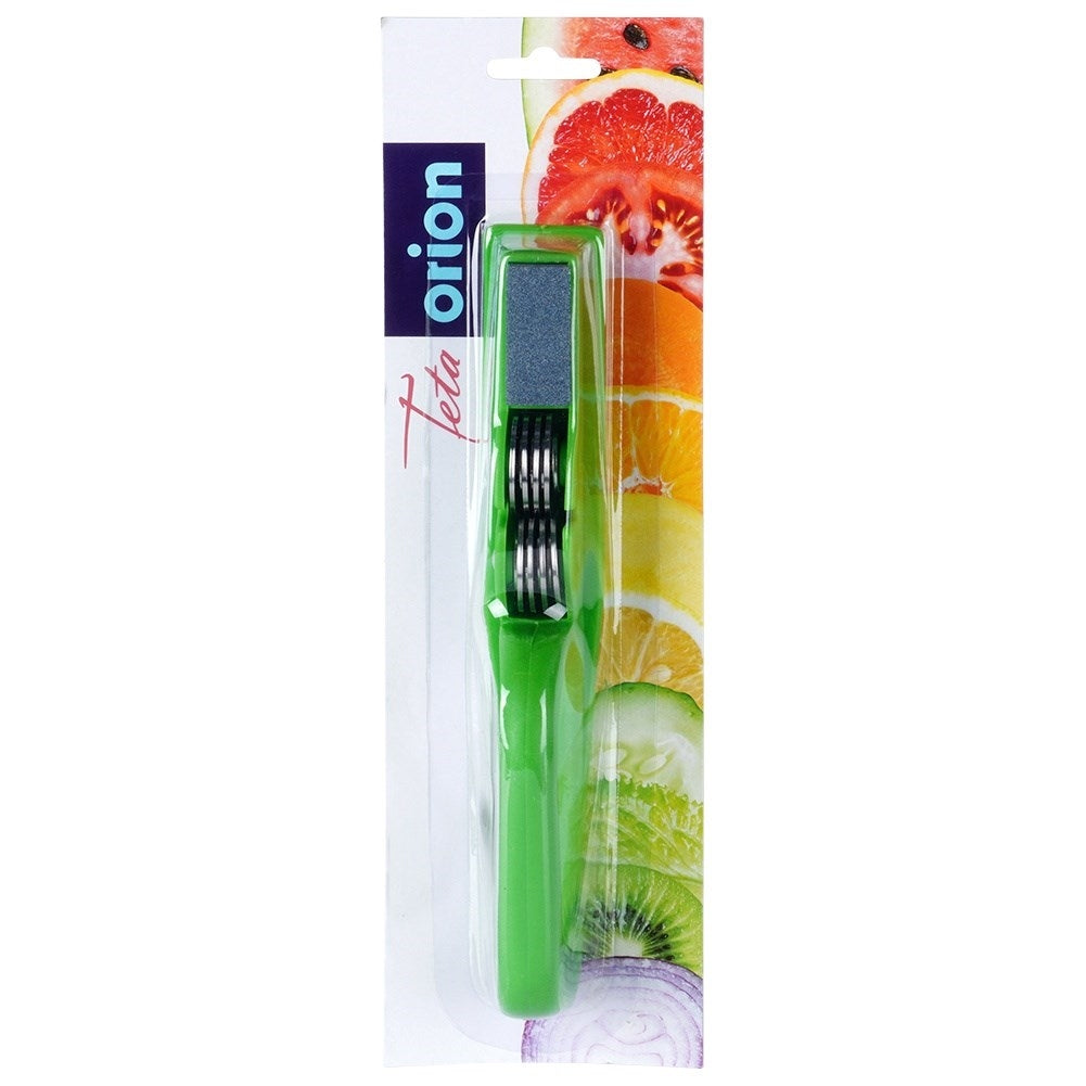 Knife sharpener for stainless steel knives with whetstone and metal rollers