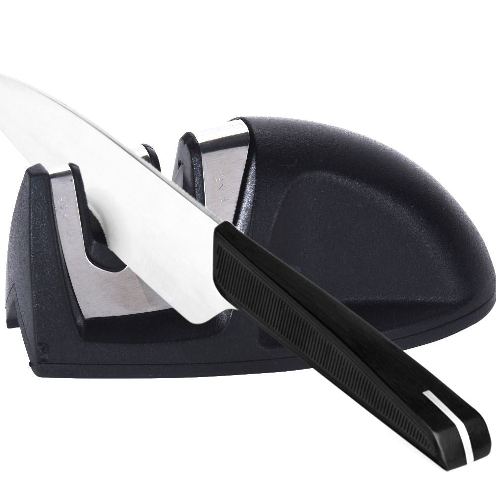 Knife sharpener with carbon and ceramic head for stainless steel