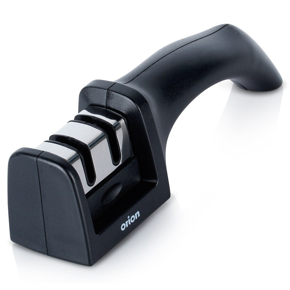 Knife sharpener with carbon and ceramic head for stainless steel knives