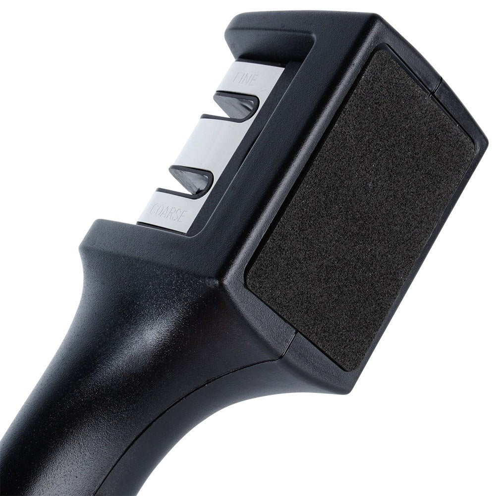Knife sharpener with carbon and ceramic head for stainless steel knives