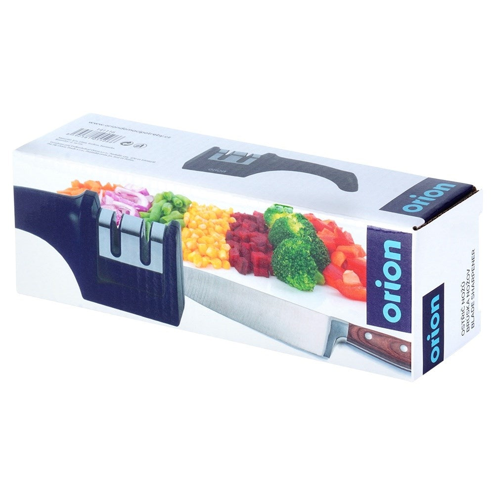 Knife sharpener with carbon and ceramic head for stainless steel knives