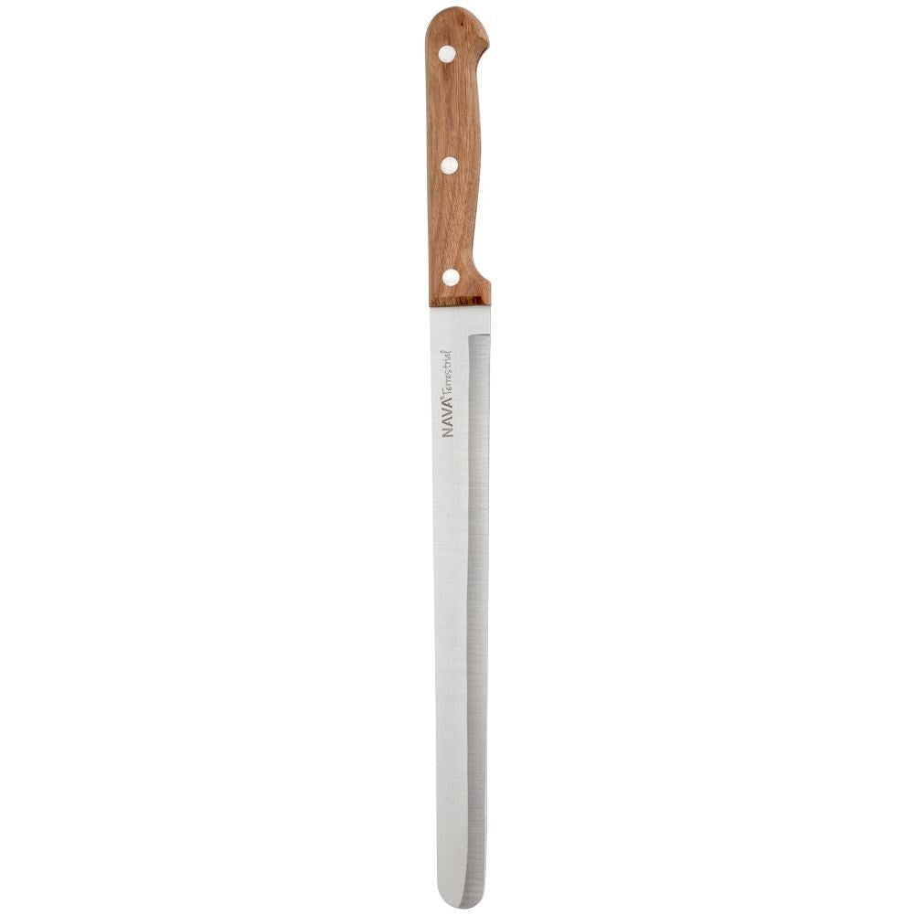 Knife with 24 cm stainless steel blade and wooden handle