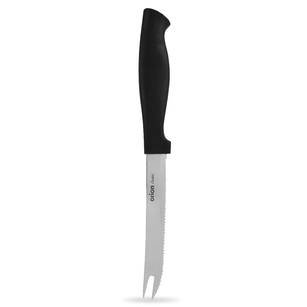 Knife with Serrated Stainless Steel Blade and Black Handle