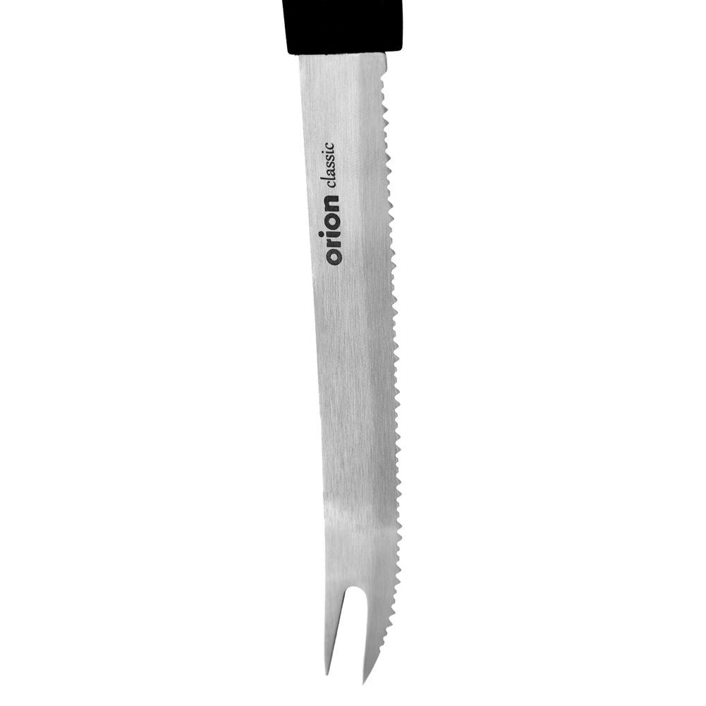 Knife with Serrated Stainless Steel Blade and Black Handle