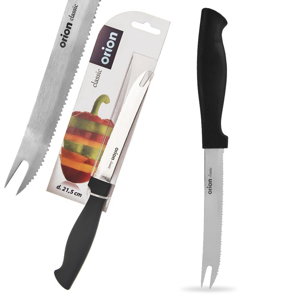 Knife with Serrated Stainless Steel Blade and Black Handle