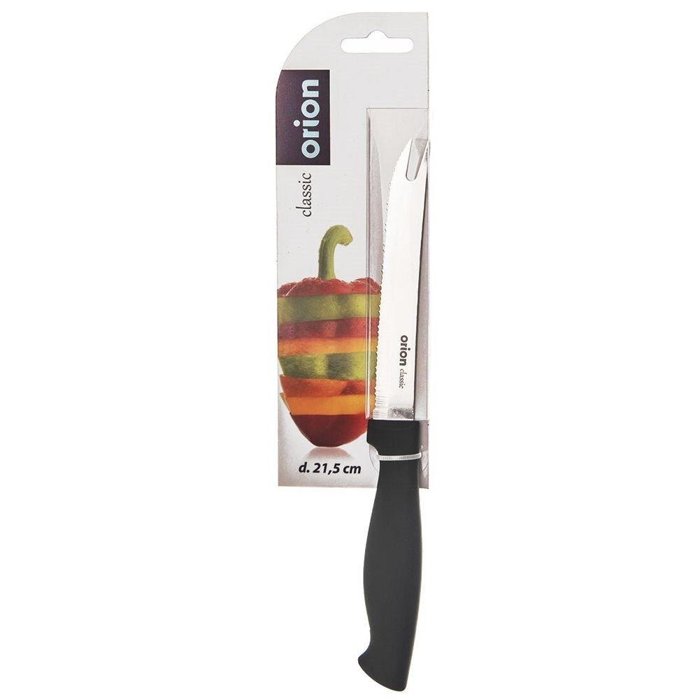 Knife with Serrated Stainless Steel Blade and Black Handle