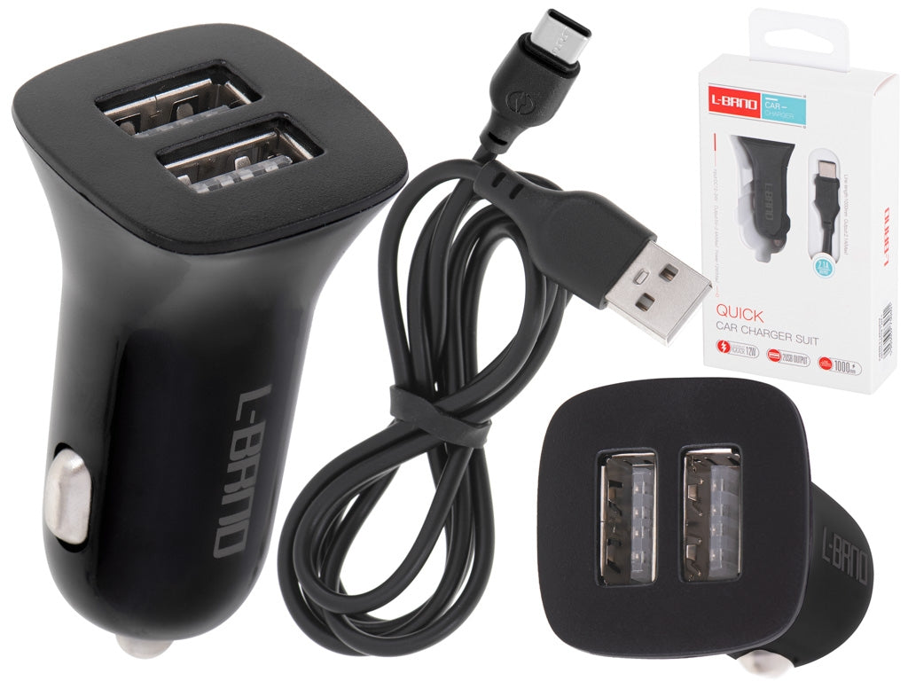 L-BRNO car charger Dual USB + Type-c black