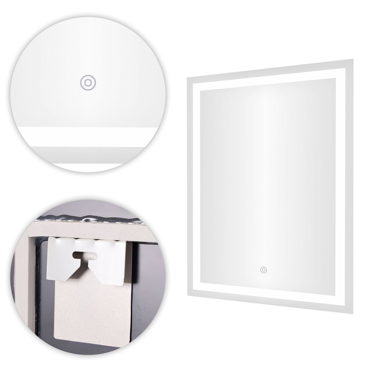 LED Bathroom Mirror 50x70 cm, 3 Light Colors, Touch Switch