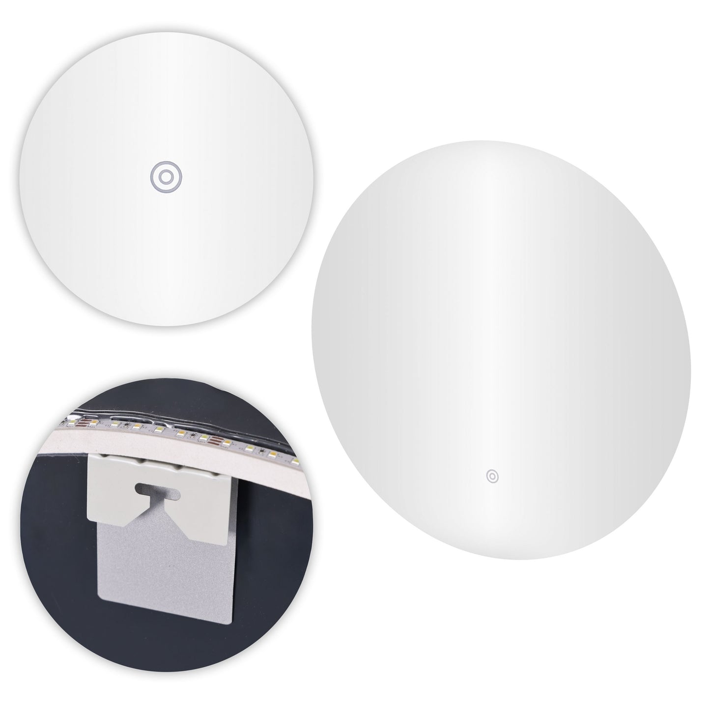 LED Bathroom Mirror, 60 cm, 3 Light Colors, Touch Switch