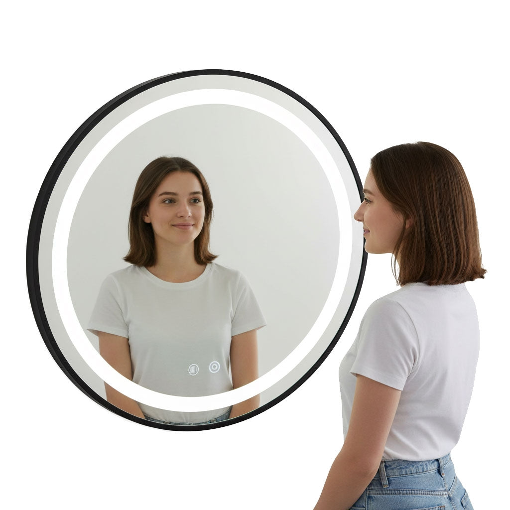 LED Bathroom Mirror, 60 cm Round, Touch Switch, 3 Light Colors