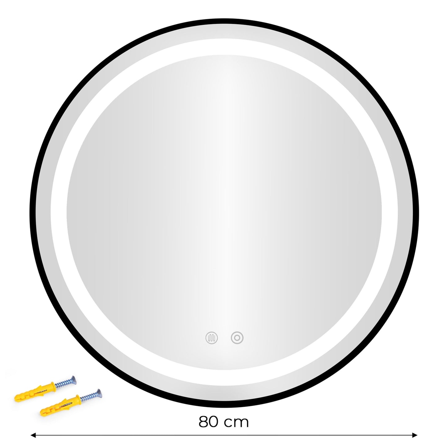 LED Bathroom Mirror, Round 80 cm, Touch Control, 3 Light Colors