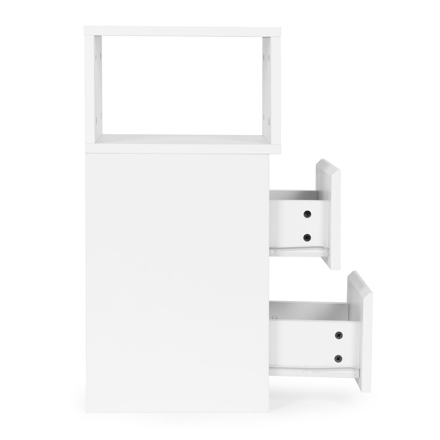 LED Bedside Table with 2 Drawers, White MDF, Remote-Controlled