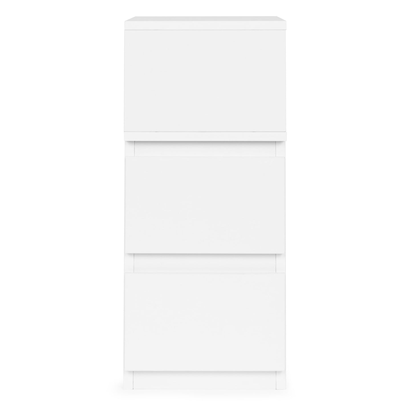 LED Bedside Table with 2 Drawers, White MDF, Remote-Controlled