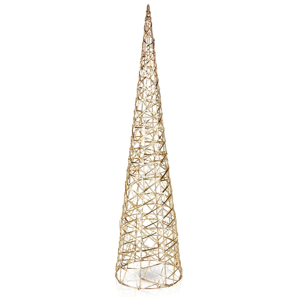 LED Christmas Cone Tree, Gold, 40 Lights, 80 cm