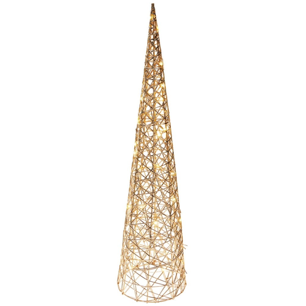 LED Christmas Cone Tree, Gold, 40 Lights, 80 cm
