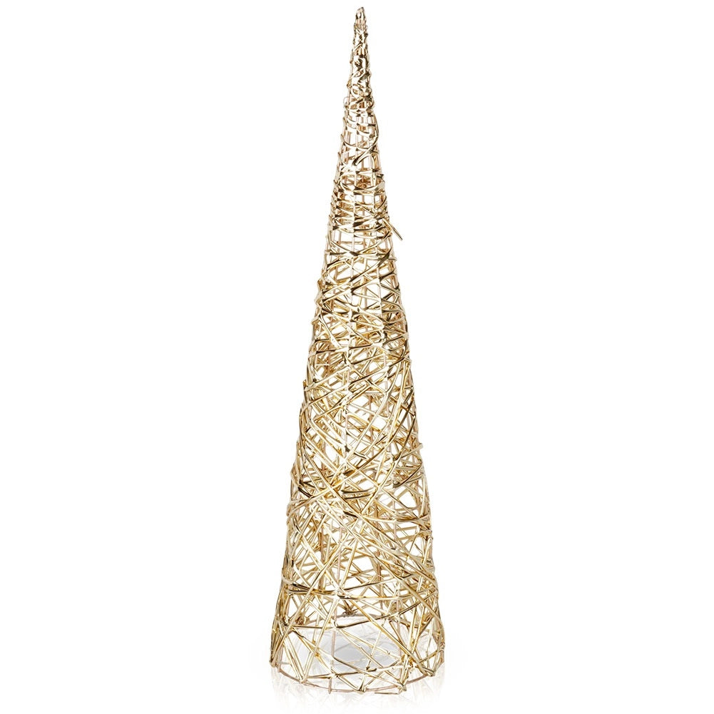 LED Christmas Cone Tree, Gold, 60 cm, Timer Function