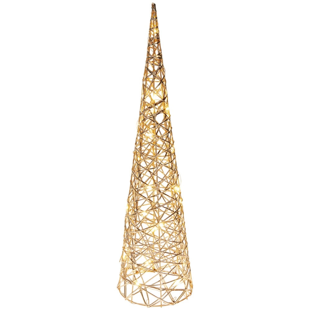 LED Christmas Cone Tree, Gold, 60 cm, Timer Function