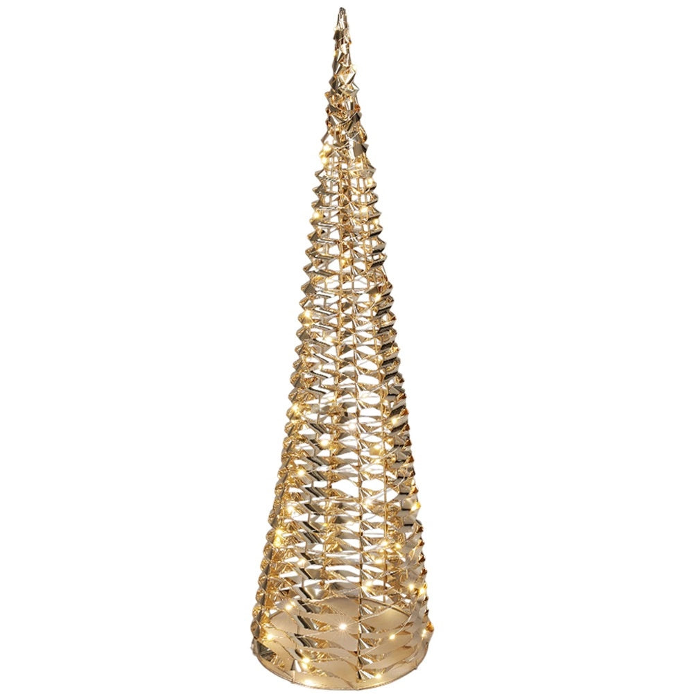 LED Christmas Cone Tree, Gold, 60 cm, Timer Function
