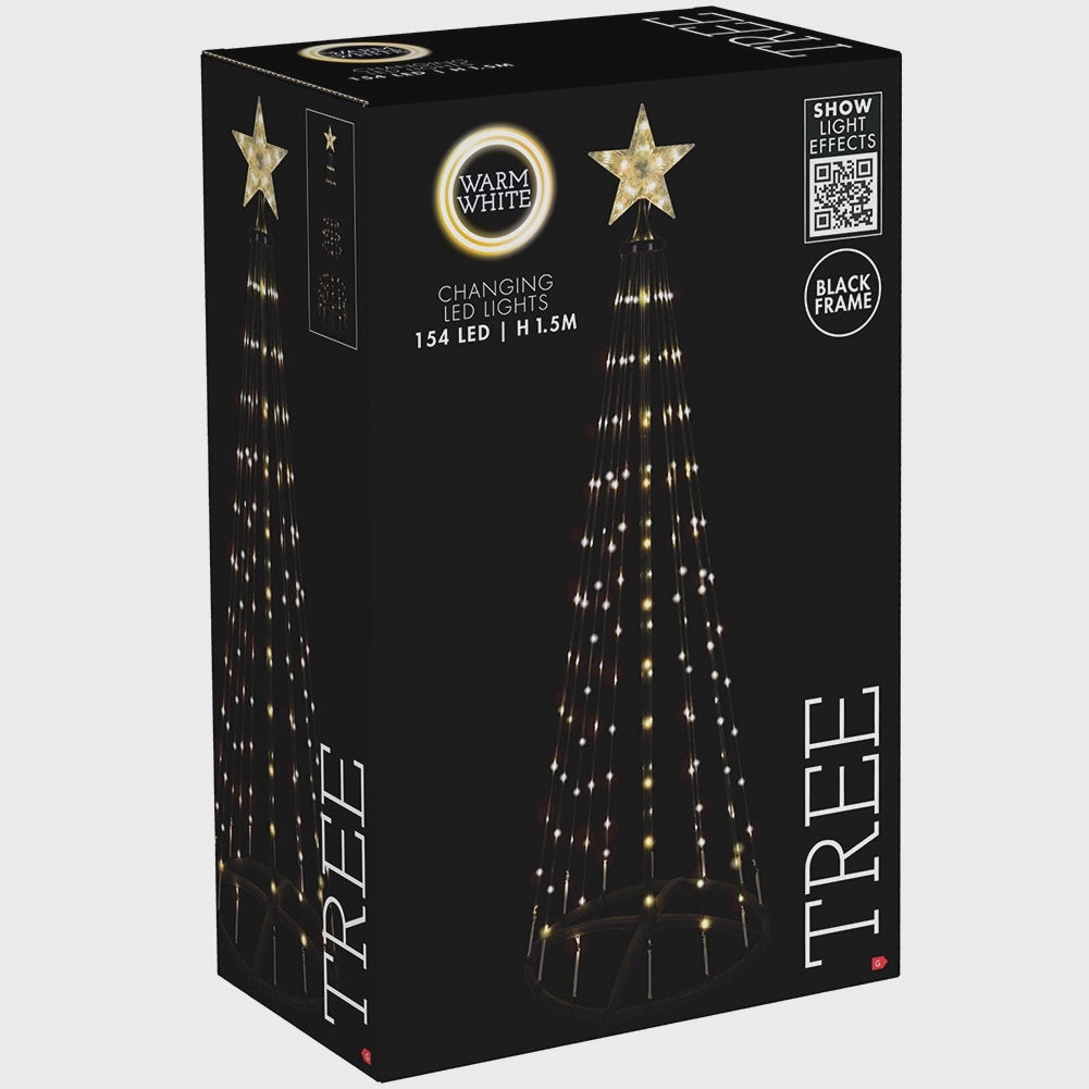 LED Christmas Cone Tree with Star, 150 cm, Outdoor Use