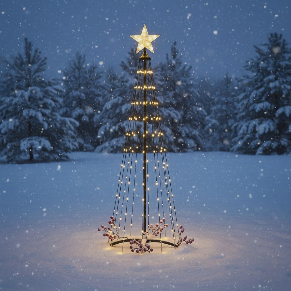 LED Christmas Cone Tree with Star, 150 cm, Outdoor Use