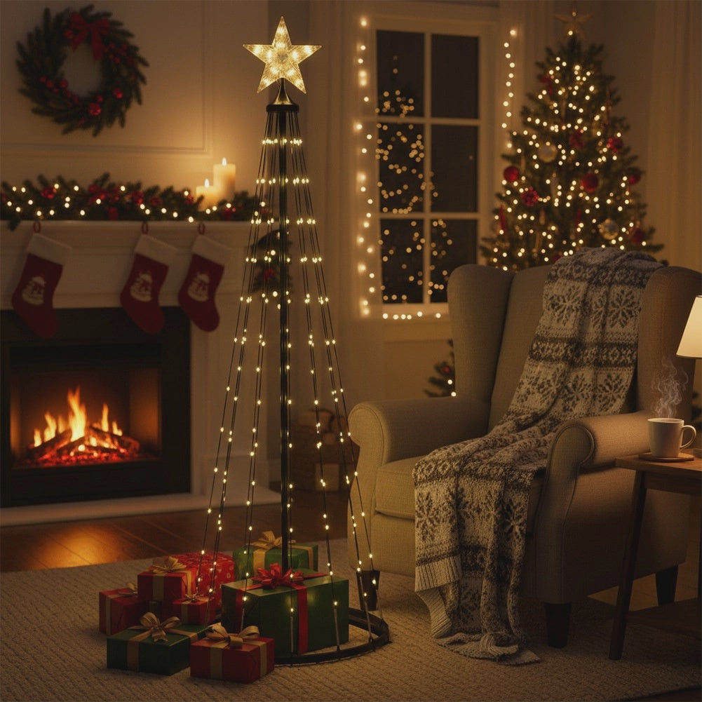 LED Christmas Cone Tree with Star, 150 cm, Outdoor Use