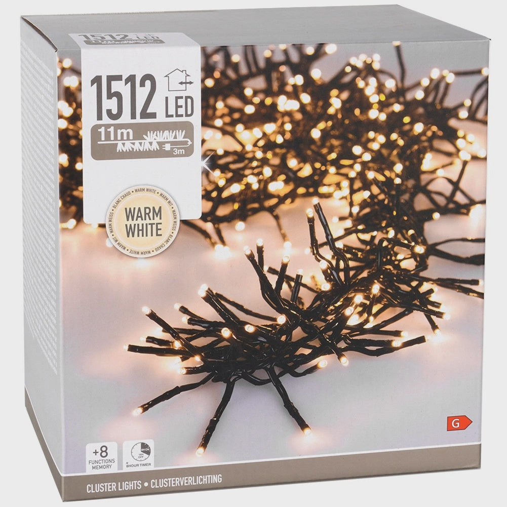 LED Christmas Lights, 1512 Warm White, 11m, 8 Modes