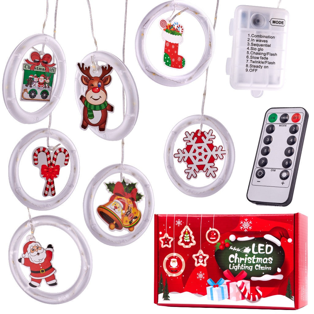 LED Christmas picture curtain lights in circles 3m 10 bulbs with battery remote control