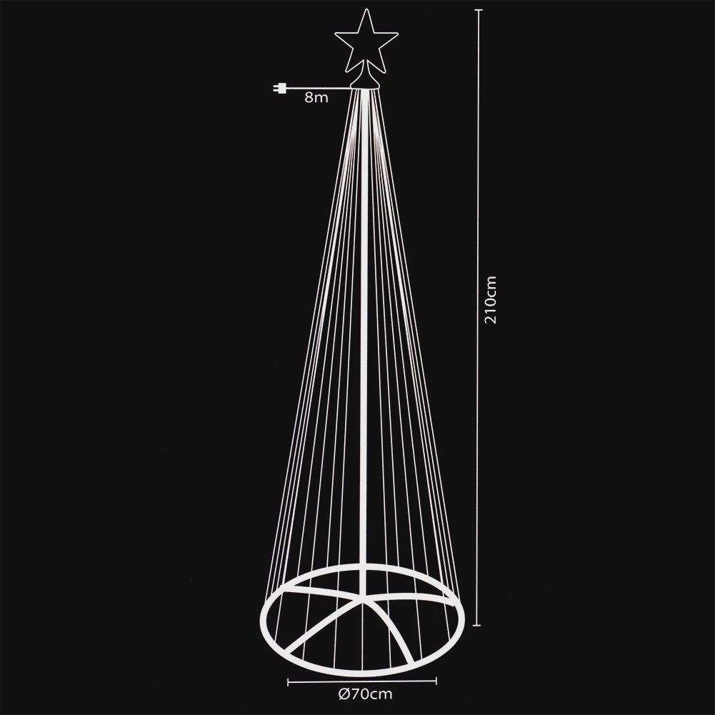 LED Cone Christmas Tree, Outdoor, 370 Lights, 210 cm