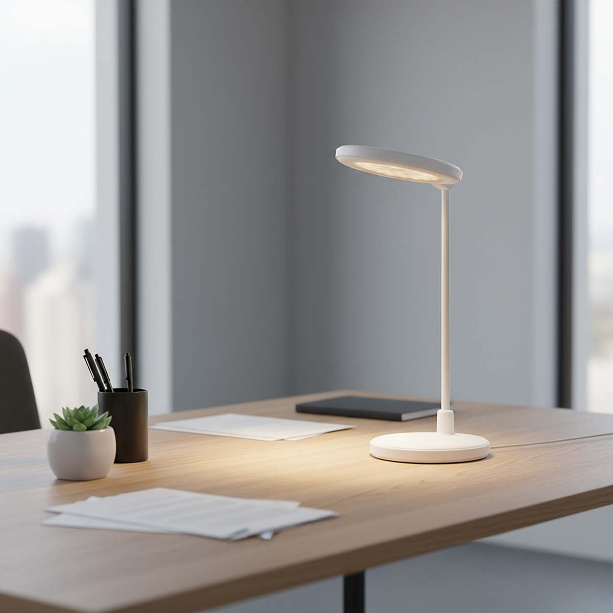LED Desk Lamp with Mirror, Dimmable, 3 Modes, Rechargeable
