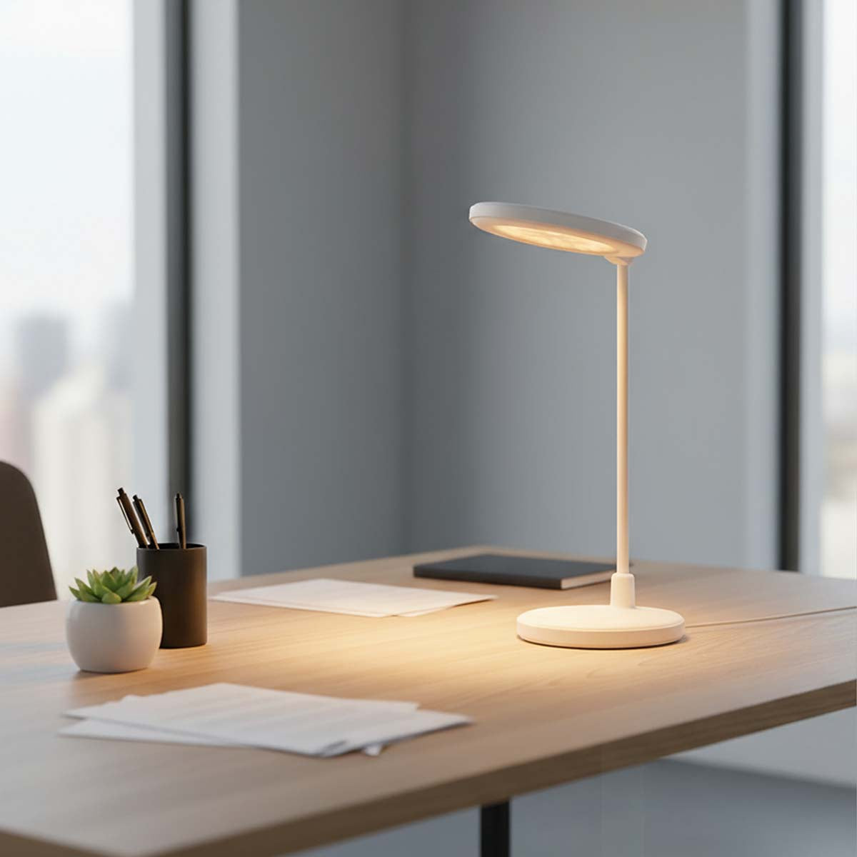 LED Desk Lamp with Mirror, Dimmable, 3 Modes, Rechargeable