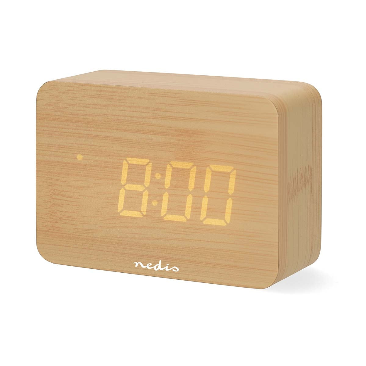 LED Digital Desk Alarm Clock, Wood, Snooze & Temp Display