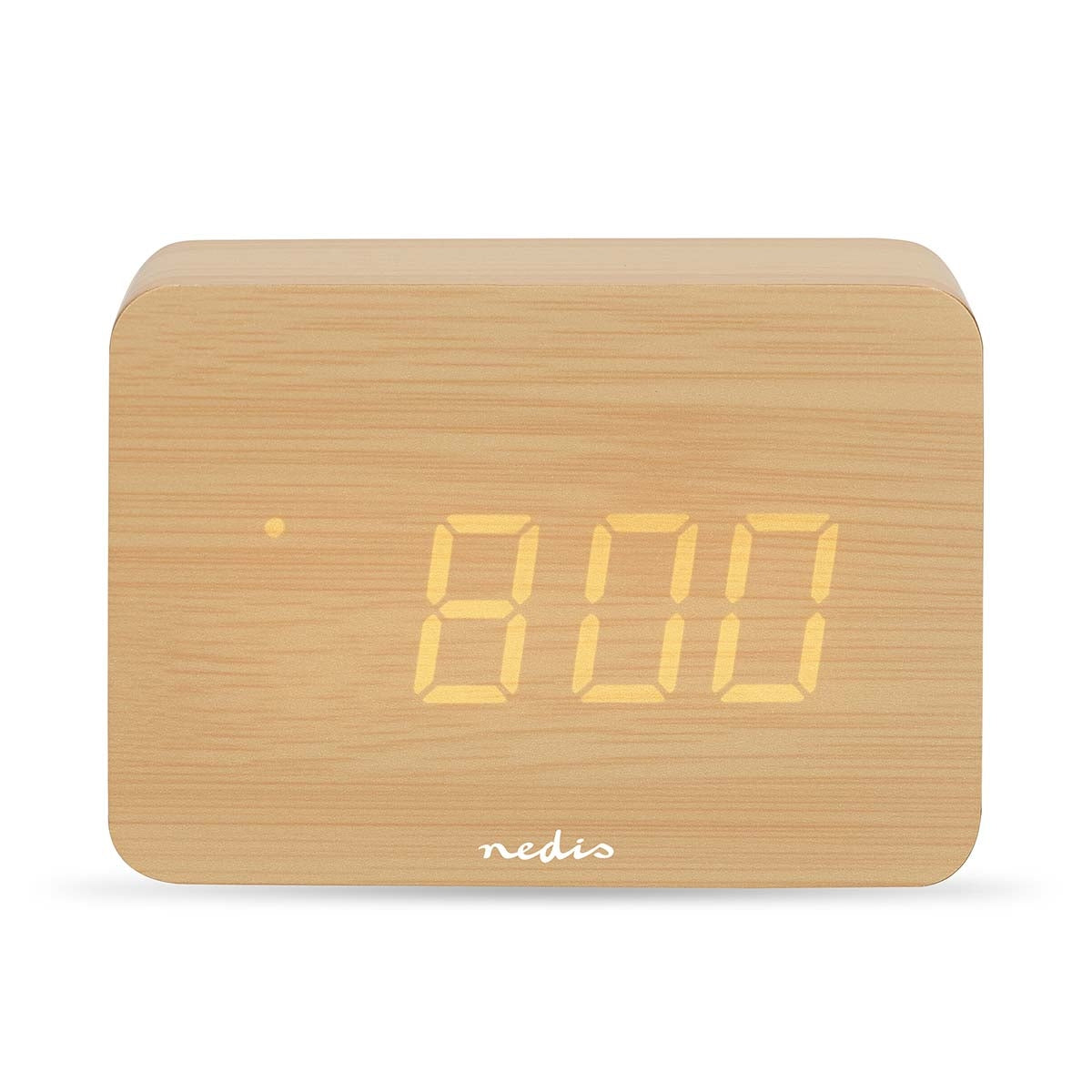 LED Digital Desk Alarm Clock, Wood, Snooze & Temp Display