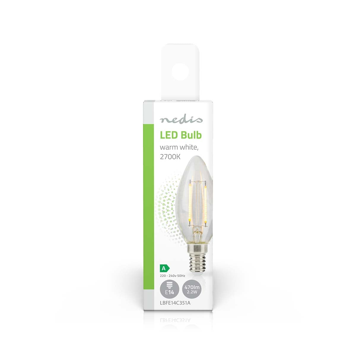 LED Filament Bulb E14 | Candle | 2.2 W | 470 lm | 2700 K | Warm White | Retro Style | 1 pcs | Clear