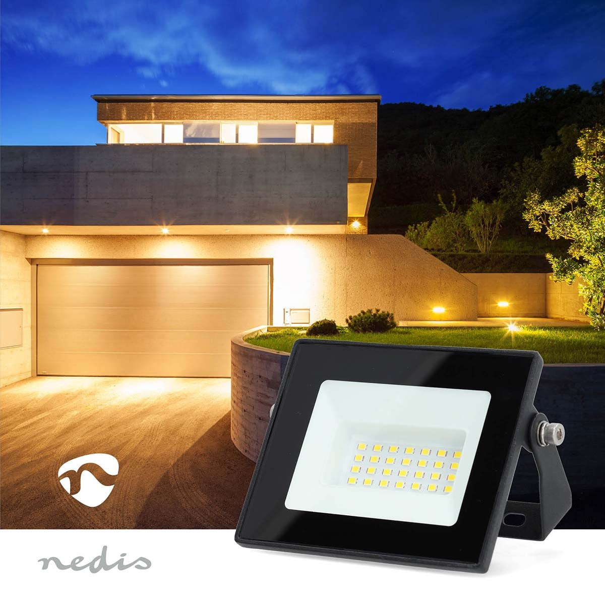 LED Floodlight, 20W, 1620 lm, IP44, 4000K