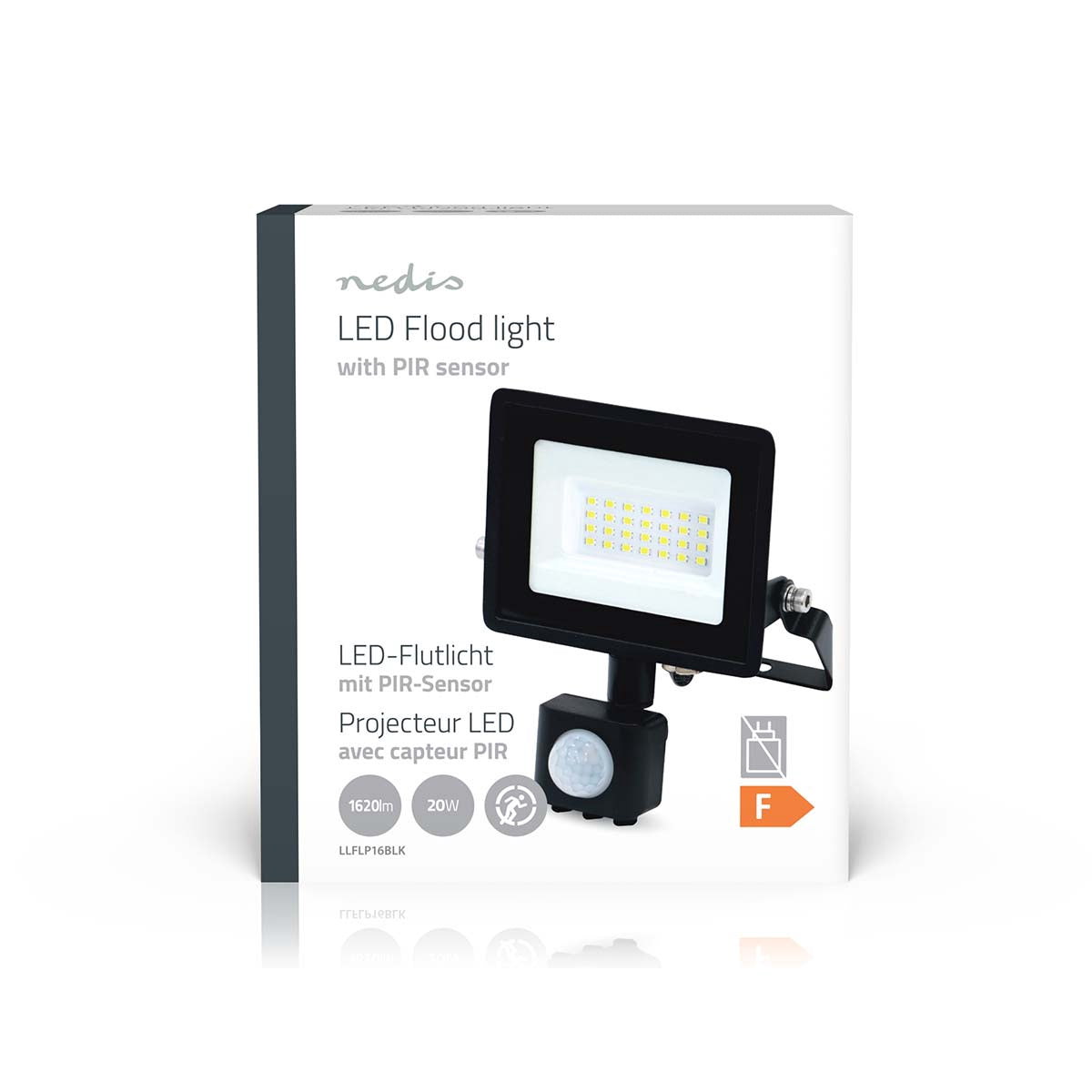 LED Floodlight with Motion Sensor, 20W, 1620 lm, 4000K