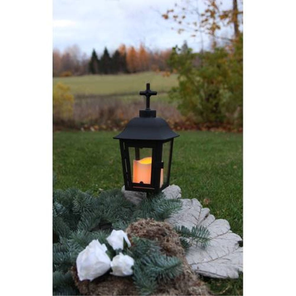 LED GRAVE LIGHT SERENE / 50cm / sensor / removable cross/ball / black