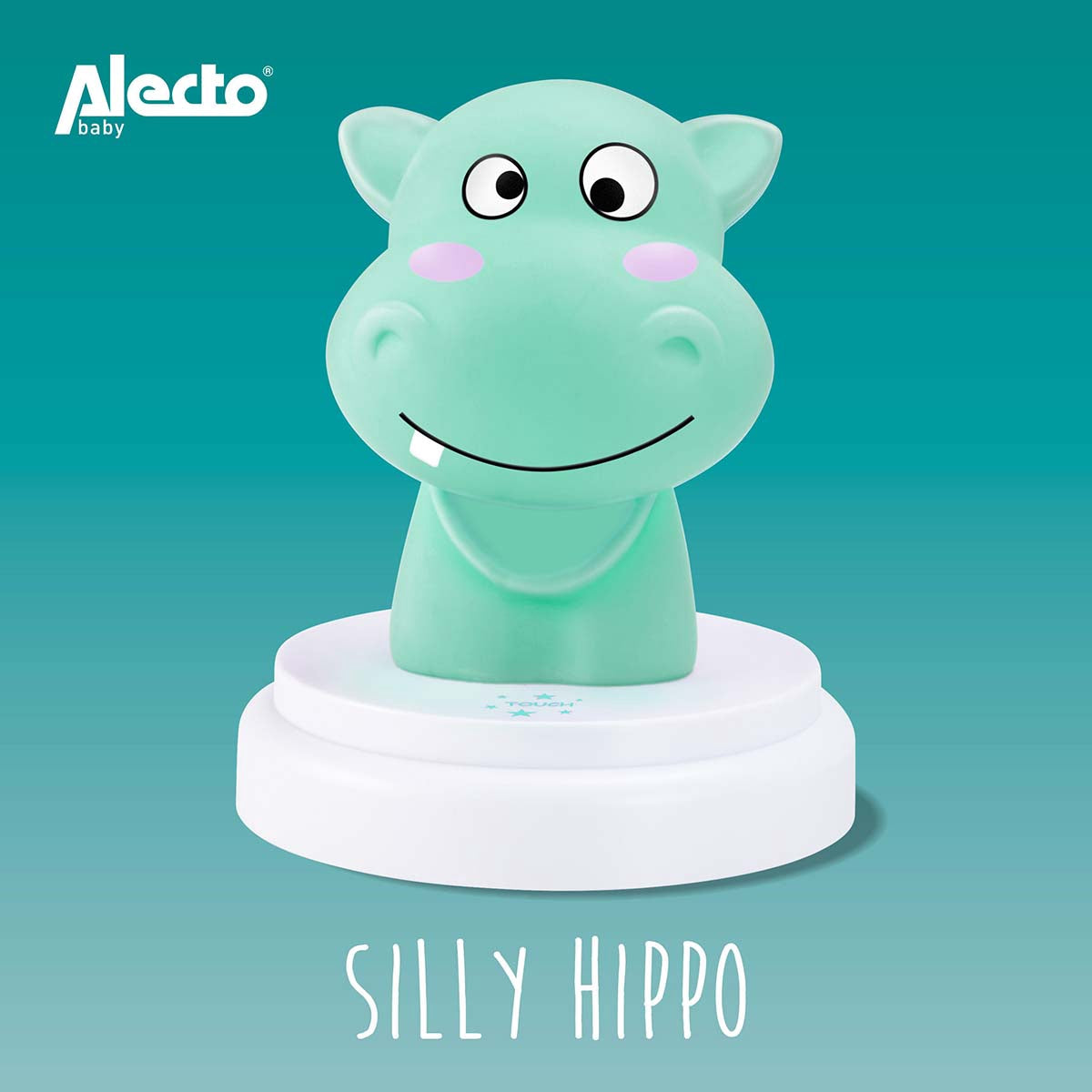 LED Hippo Night Light, Blue, Auto-Off, Battery Operated