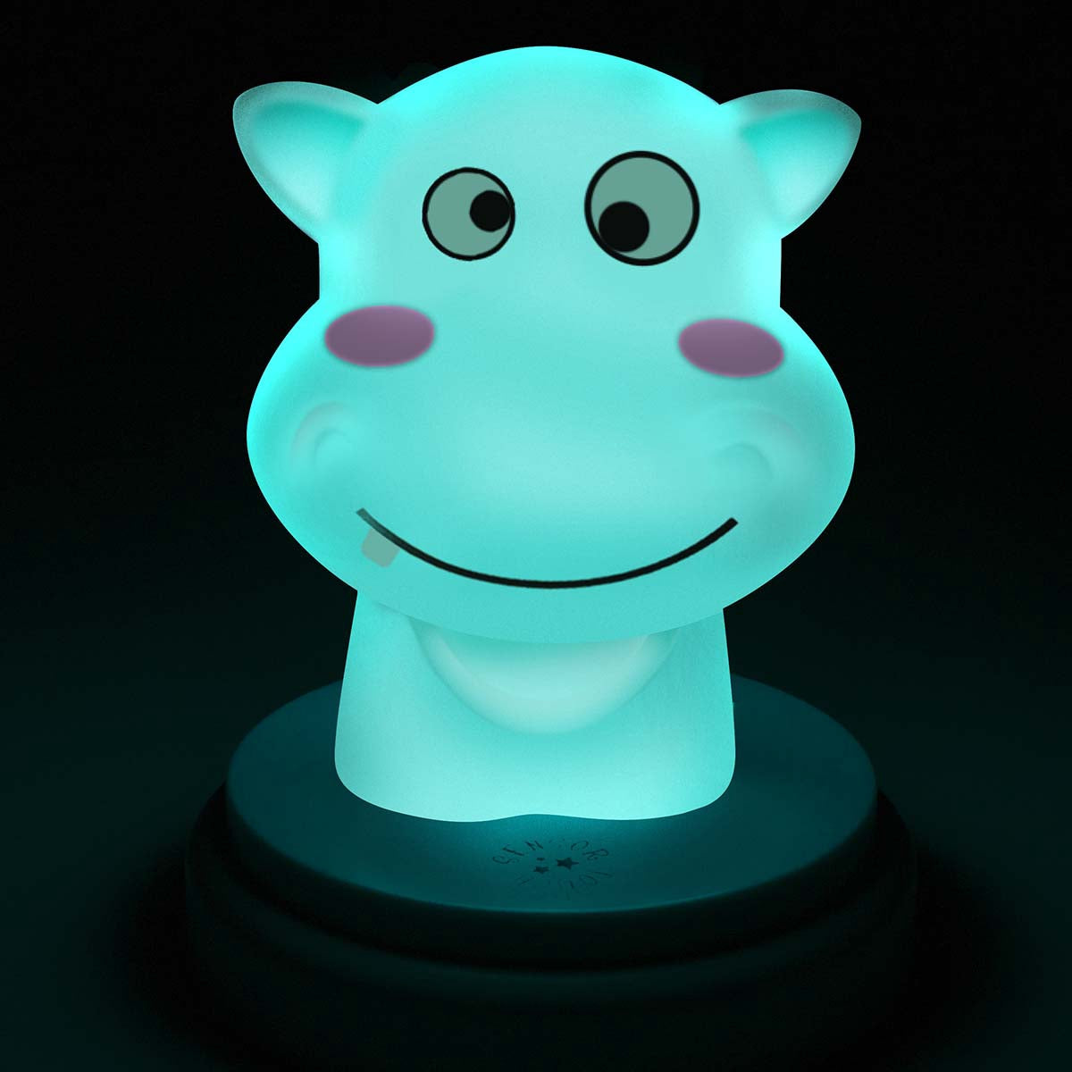 LED Hippo Night Light, Blue, Auto-Off, Battery Operated