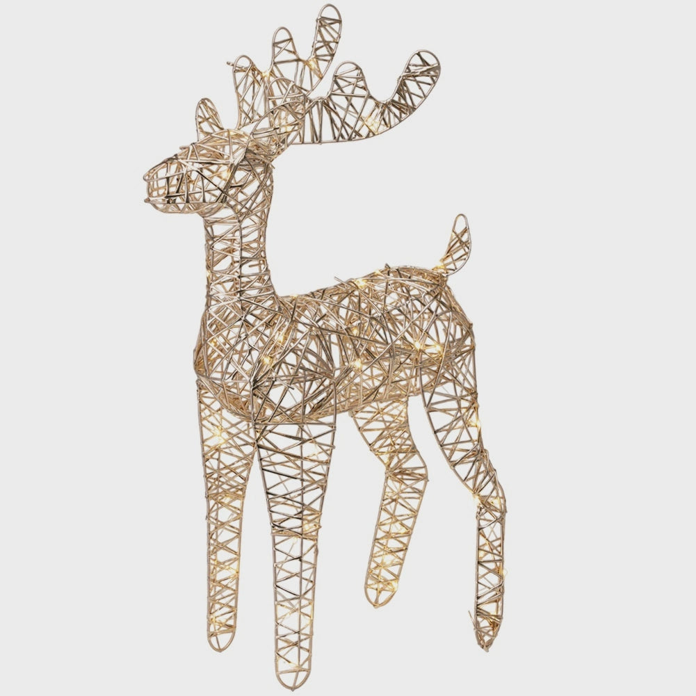 LED Lighted Reindeer, Gold, 60 cm, Battery-Powered