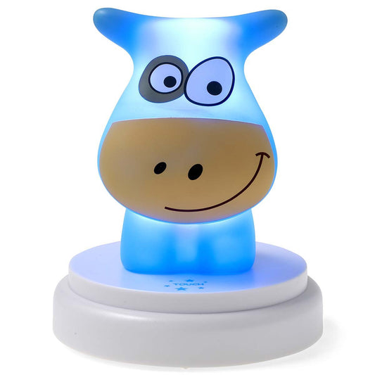 LED Night Light for Kids, Blue Cow Design, Auto-Off