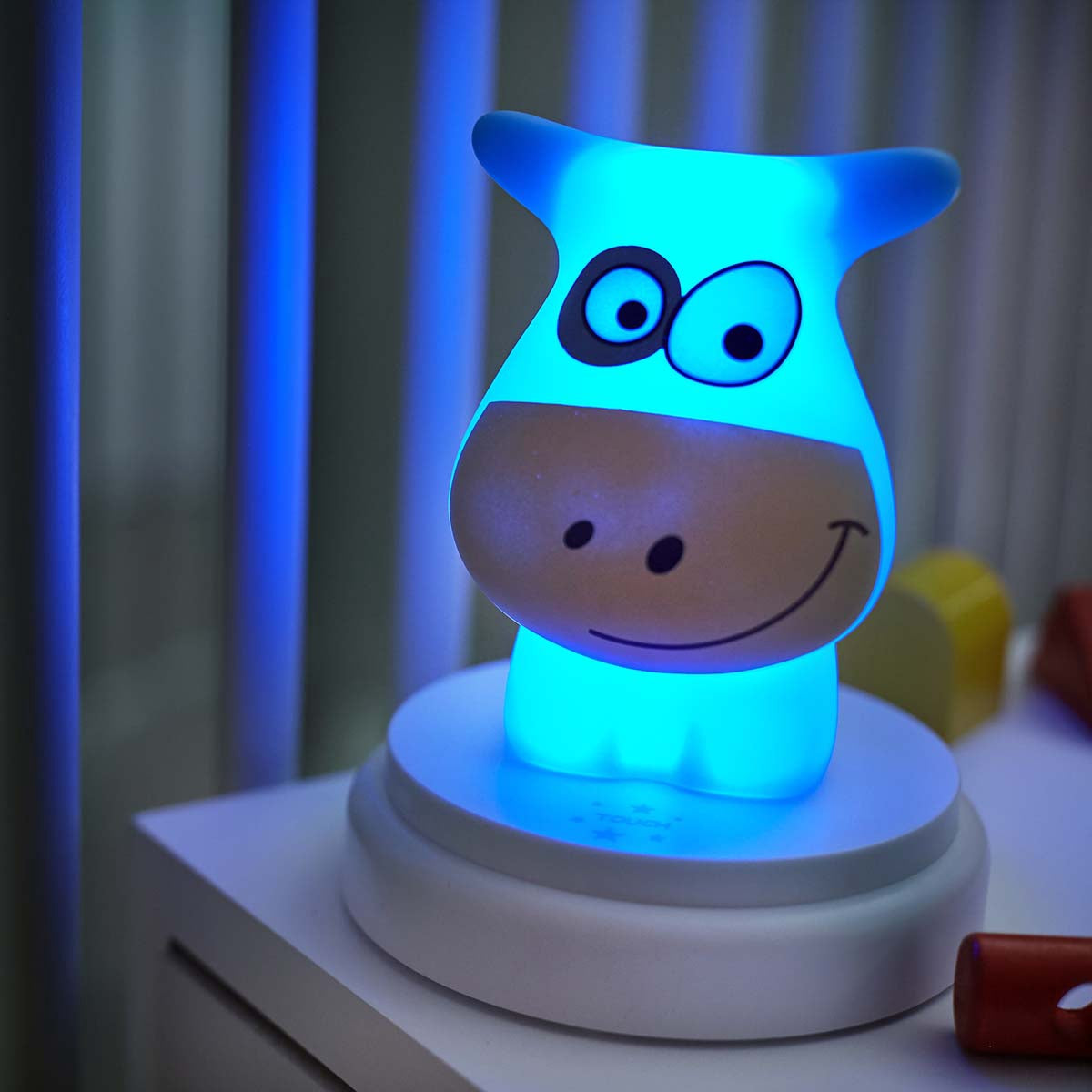 LED Night Light for Kids, Blue Cow Design, Auto-Off