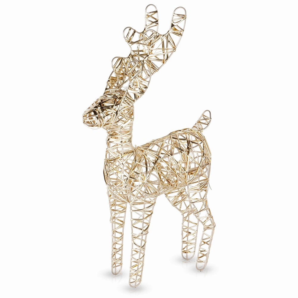 LED Reindeer Figurine, Gold, 30 LEDs, 37 cm, Timer