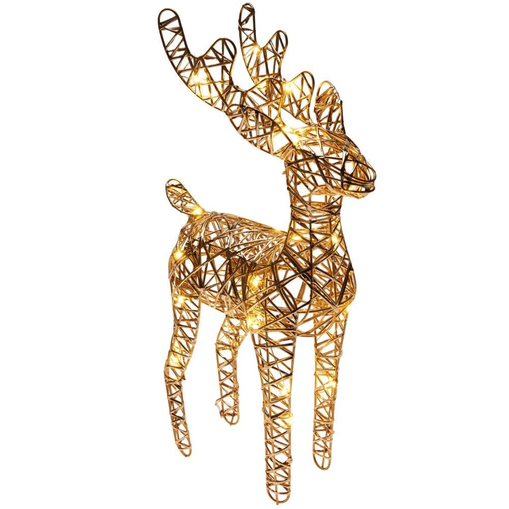 LED Reindeer Figurine, Gold, 30 LEDs, 37 cm, Timer