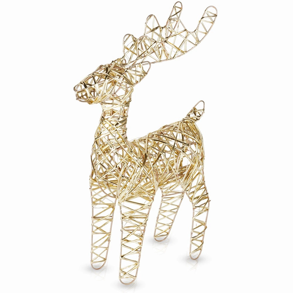 LED Reindeer Figurine, Gold, 34 cm, Timer Function