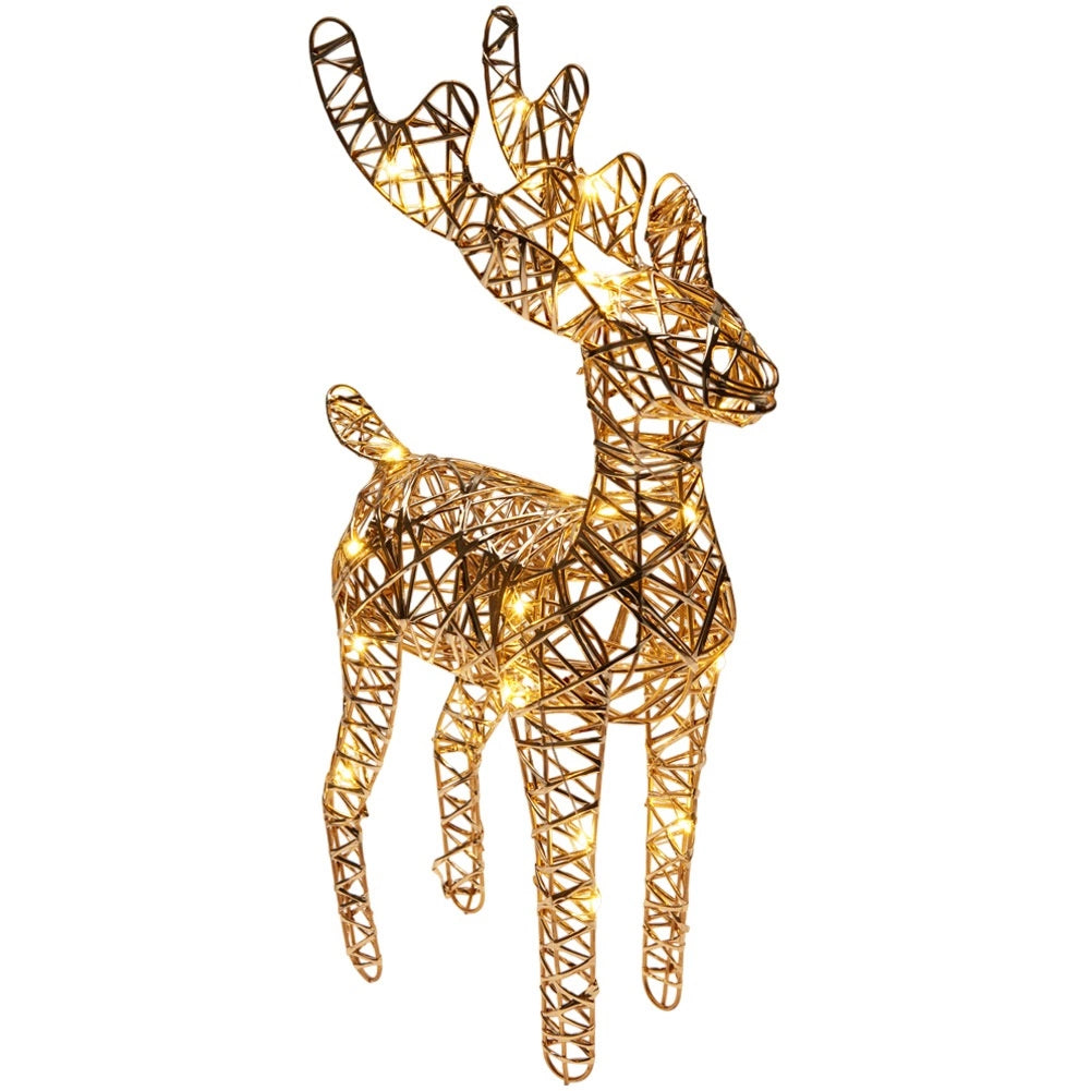 LED Reindeer Figurine, Gold, 34 cm, Timer Function